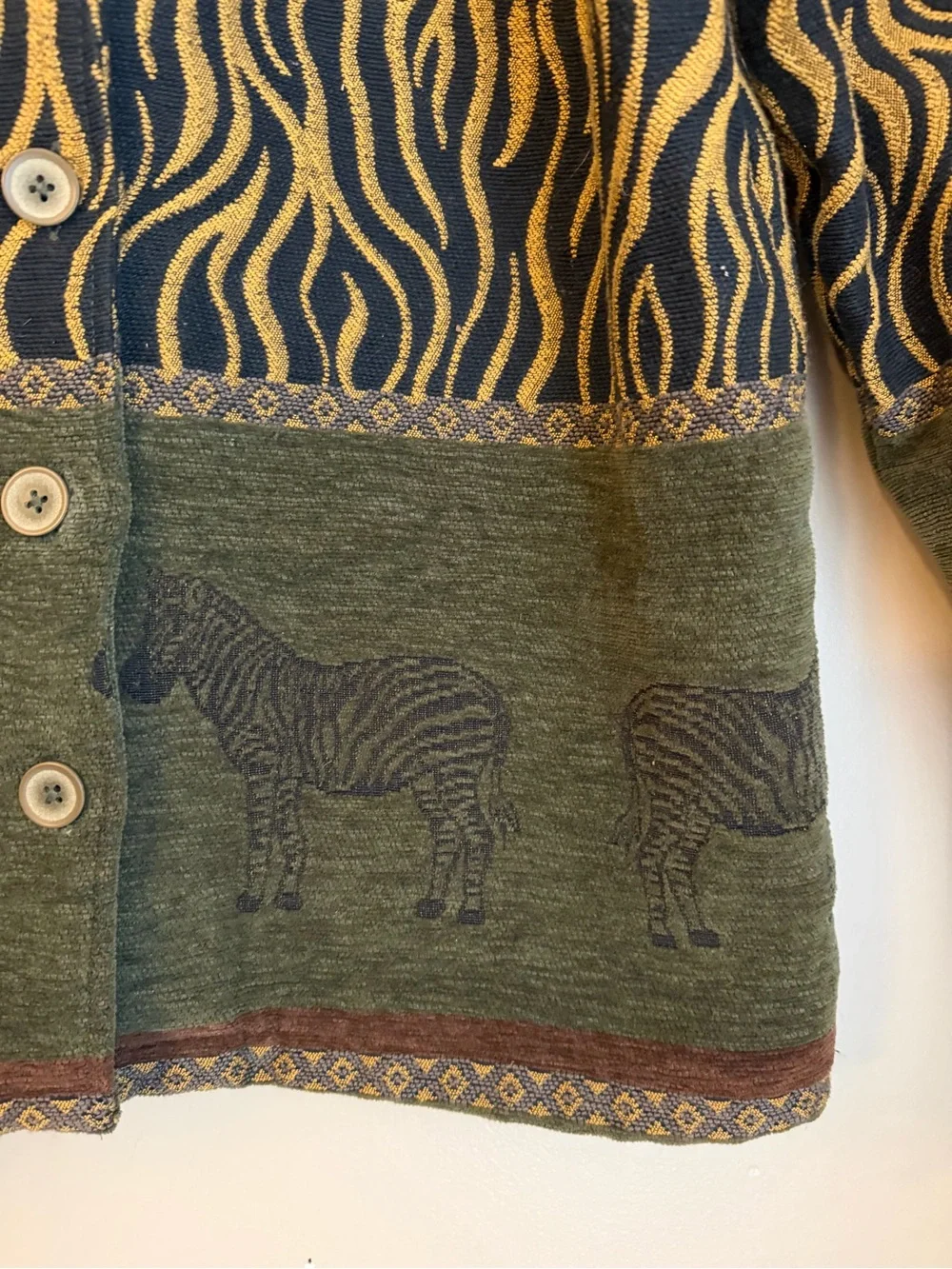 Breckenridge Zebra Tapestry Blazer Jacket Size Medium Animal Print Grandma Fall